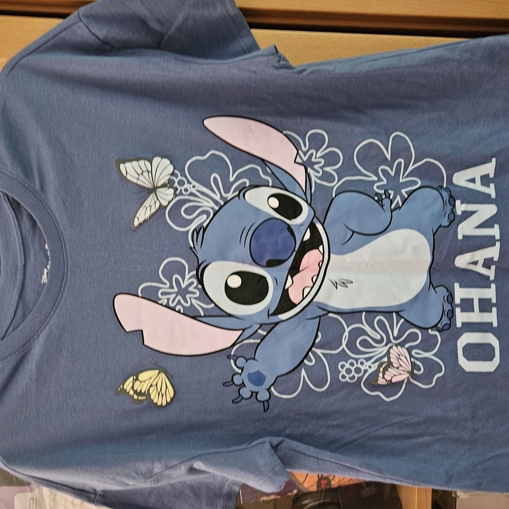 Blue Graphic T-Shirt with Stitch Design